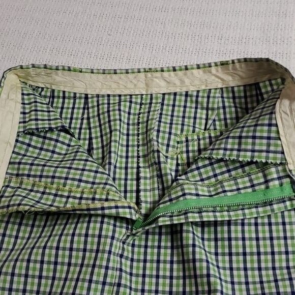 Vintage 1970's Handmade Zippered Sz. 25 Blue & Green Striped Midi Skirt - Picture 8 of 9